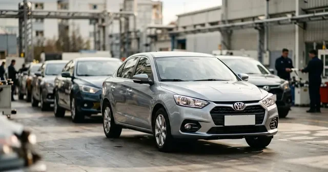 Белый седан Hyundai Solaris HCr на фоне заправки в Подмосковье